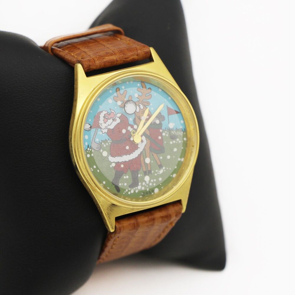 R&R Vintage Novelty Christmas Golfing Santa Watch a Rare Holiday Collectible